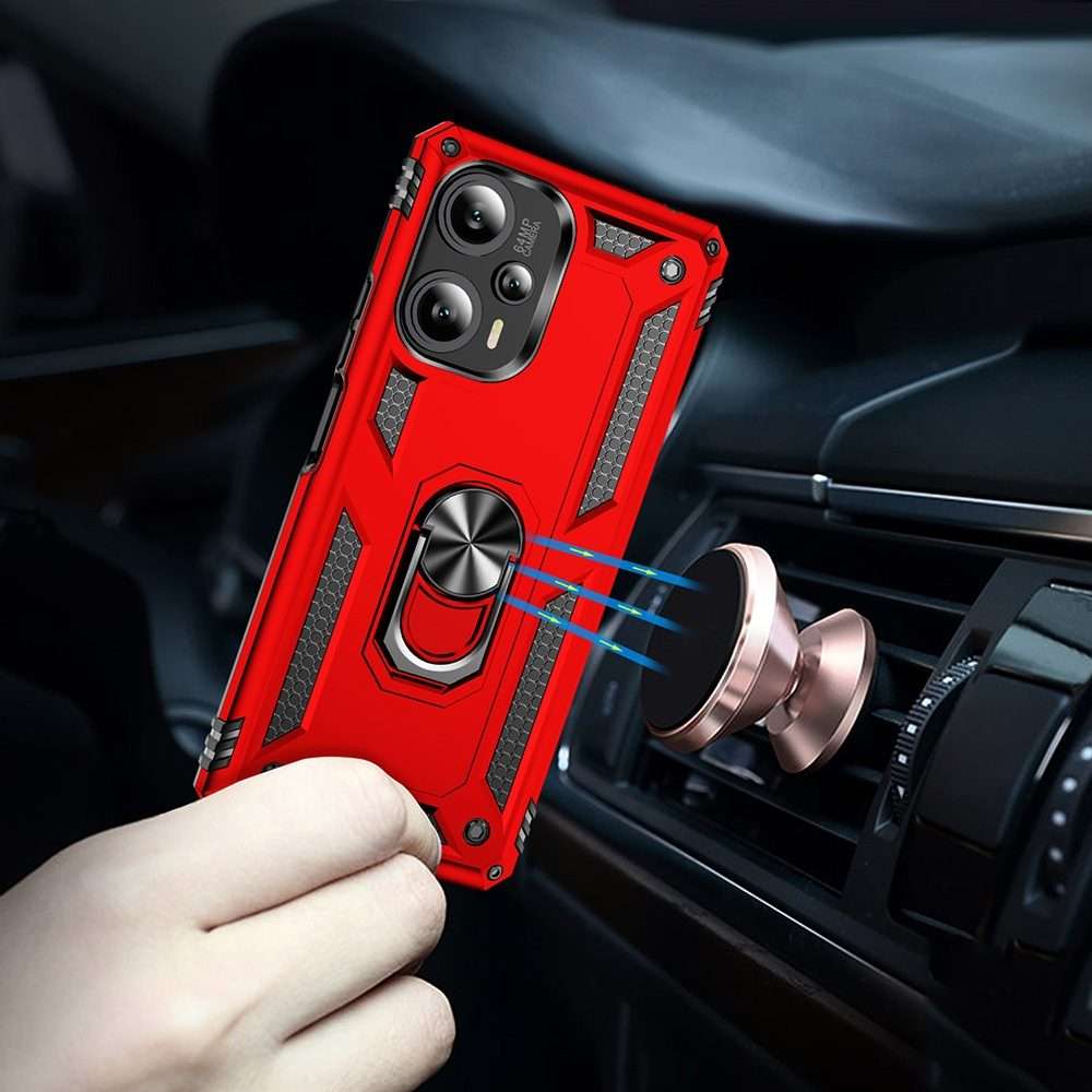 For Xiaomi Poco F5 5G / Redmi Note 12 Turbo 5G Shockproof TPU + PC Phone Case with Holder(Red)