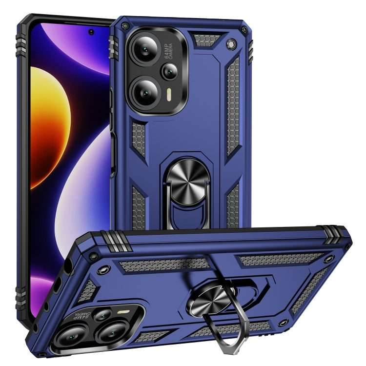 For Xiaomi Poco F5 5G / Redmi Note 12 Turbo 5G Shockproof TPU + PC Phone Case with Holder(Blue)