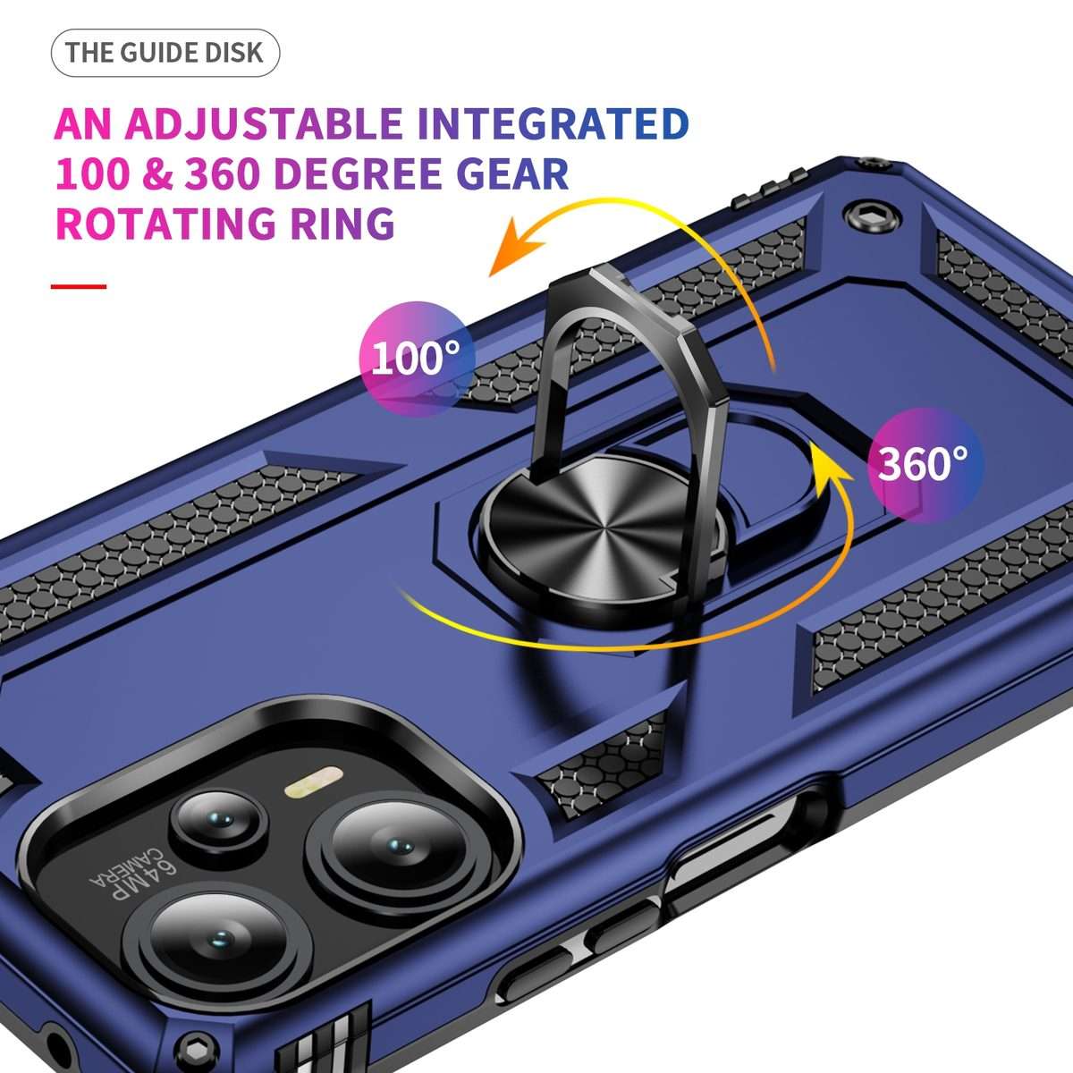 For Xiaomi Poco F5 5G / Redmi Note 12 Turbo 5G Shockproof TPU + PC Phone Case with Holder(Blue)
