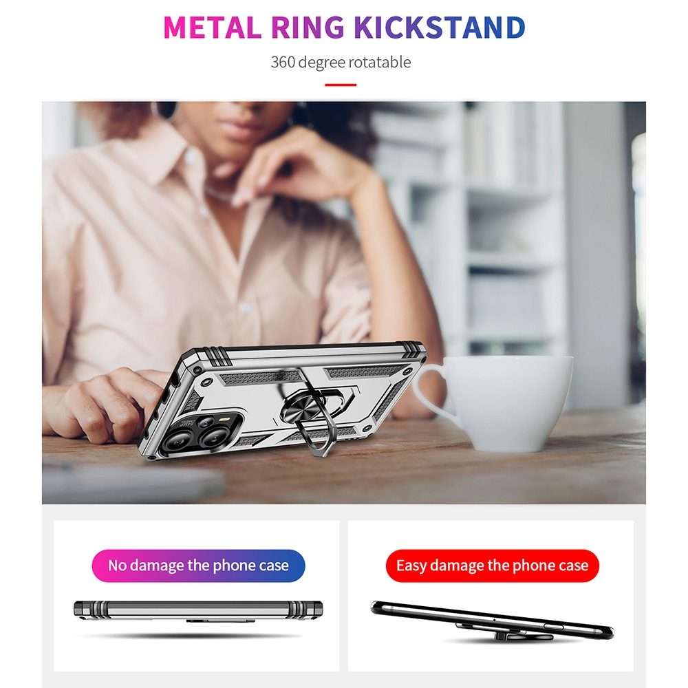 For Xiaomi Poco F5 5G / Redmi Note 12 Turbo 5G Shockproof TPU + PC Phone Case with Holder(Silver)