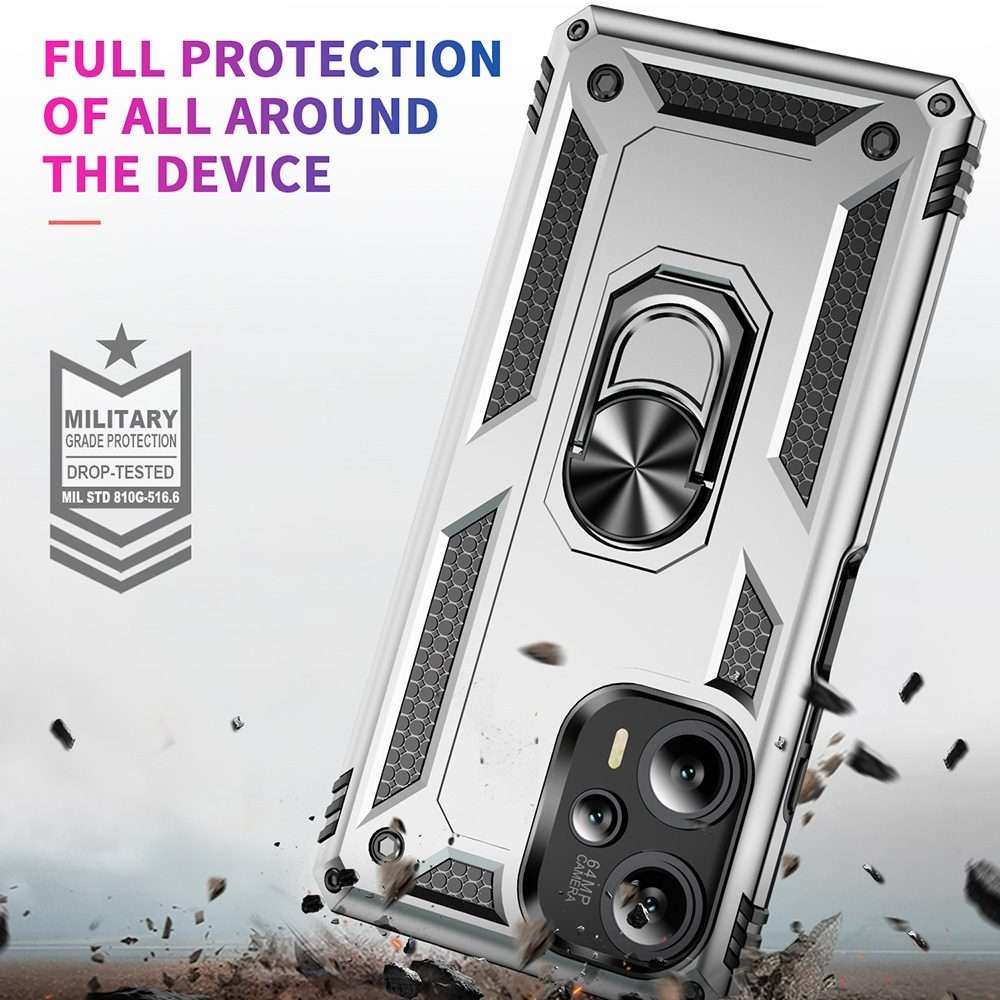For Xiaomi Poco F5 5G / Redmi Note 12 Turbo 5G Shockproof TPU + PC Phone Case with Holder(Silver)