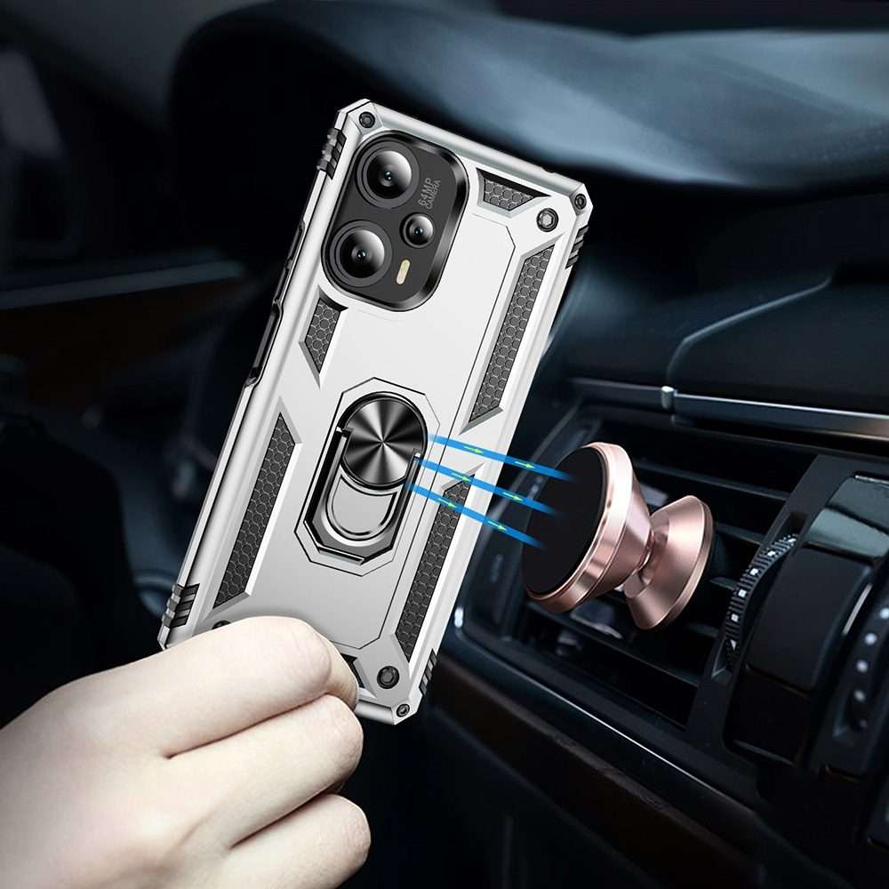 For Xiaomi Poco F5 5G / Redmi Note 12 Turbo 5G Shockproof TPU + PC Phone Case with Holder(Silver)