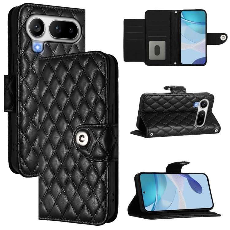 For Honor Magic8 Pro Air 5G Rhombic Texture Flip Leather Phone Case with Lanyard(Black)
