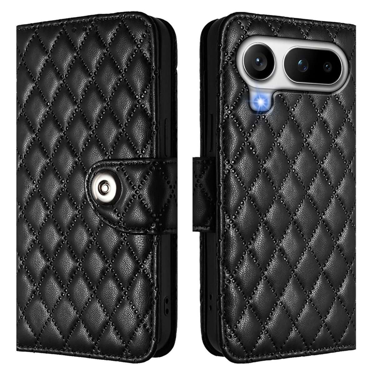 For Honor Magic8 Pro Air 5G Rhombic Texture Flip Leather Phone Case with Lanyard(Black)