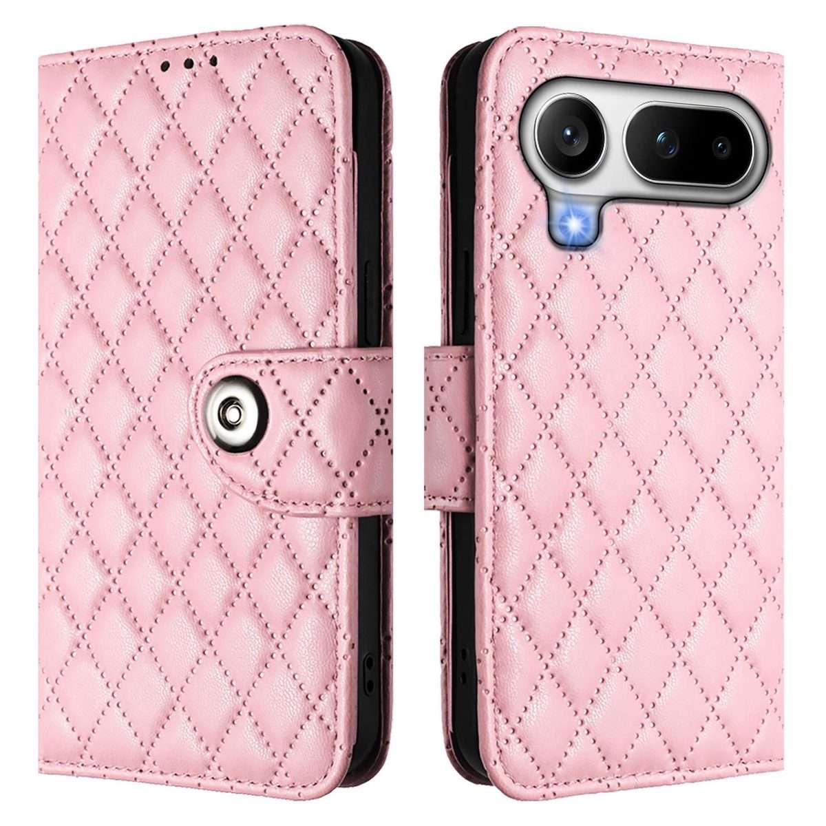 For Honor Magic8 Pro Air 5G Rhombic Texture Flip Leather Phone Case with Lanyard(Pink)