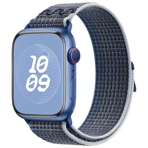 For Apple Watch Series 10 46mm / 9 45mm Loop Nylon Watch Band(Storm Blue)