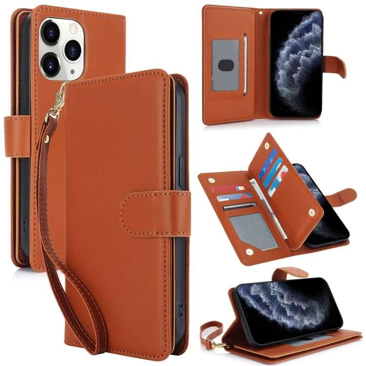 For iPhone 11 Pro Max Multi-Card Wallet RFID Leather Phone Case(Brown)