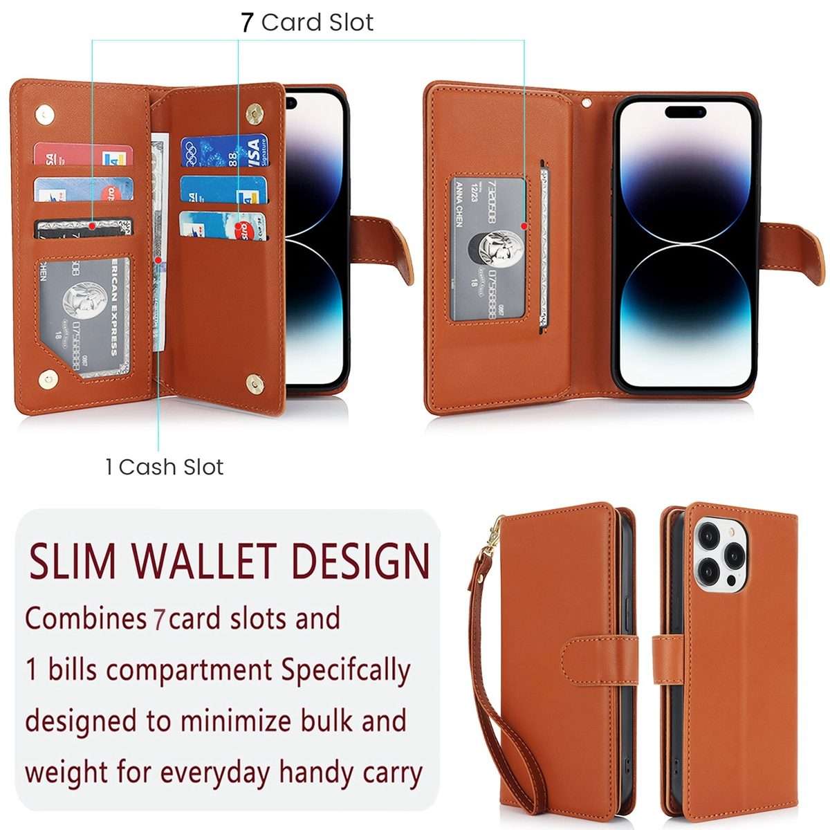 For iPhone 11 Pro Max Multi-Card Wallet RFID Leather Phone Case(Brown)