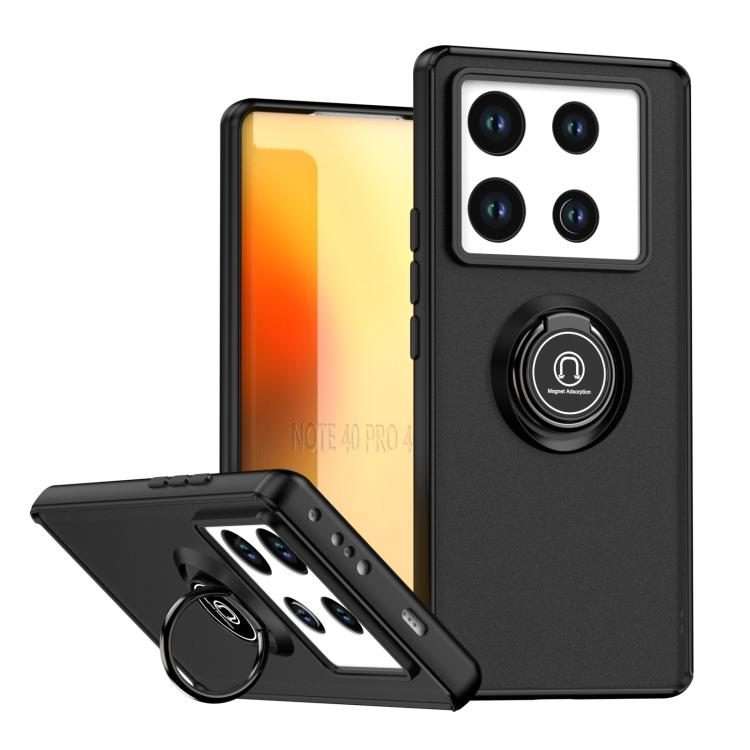 For Infinix Note 40 Pro 4G / 5G Q Shadow 1 Series TPU + PC Phone Case with Ring(Black+Black)