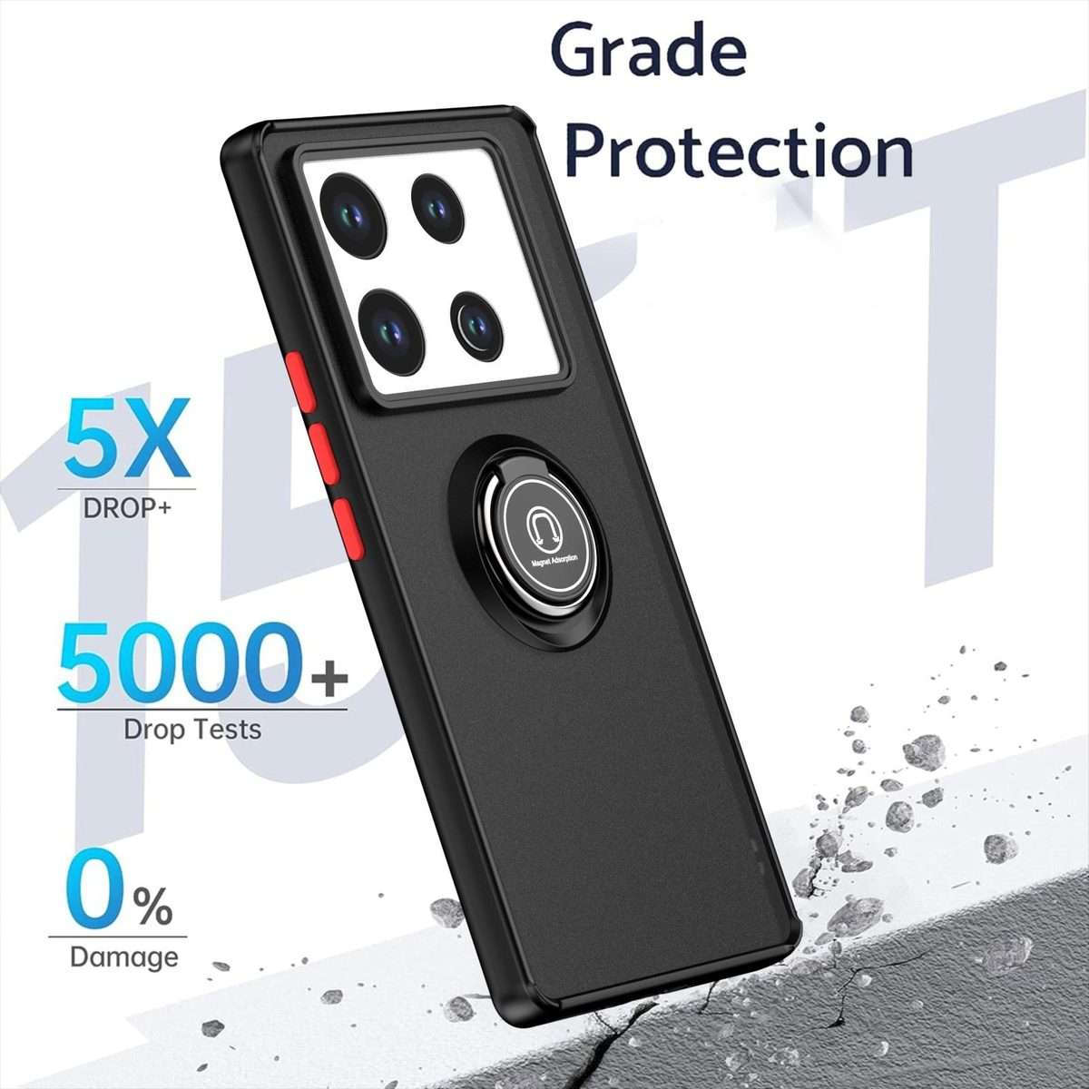 For Infinix Note 40 Pro 4G / 5G Q Shadow 1 Series TPU + PC Phone Case with Ring(Red)