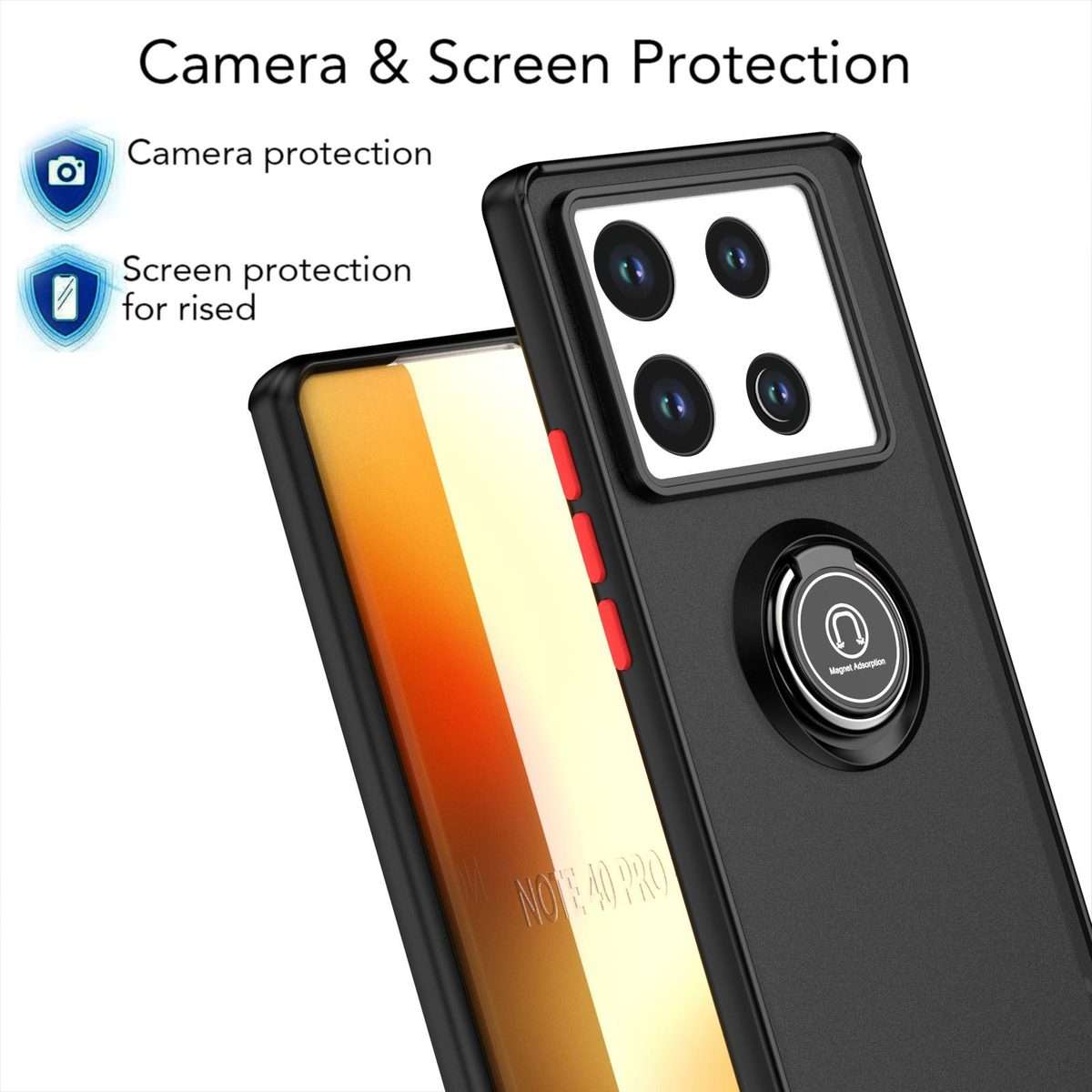 For Infinix Note 40 Pro 4G / 5G Q Shadow 1 Series TPU + PC Phone Case with Ring(Red)