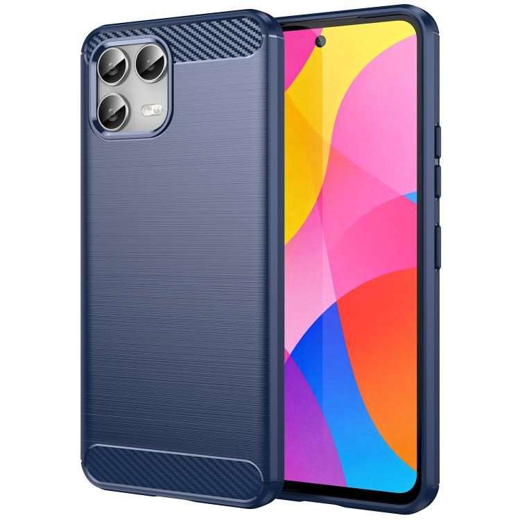 For T-Mobile Revvl 8 Pro 5G Carbon Fiber Brushed Texture TPU Phone Case(Blue)