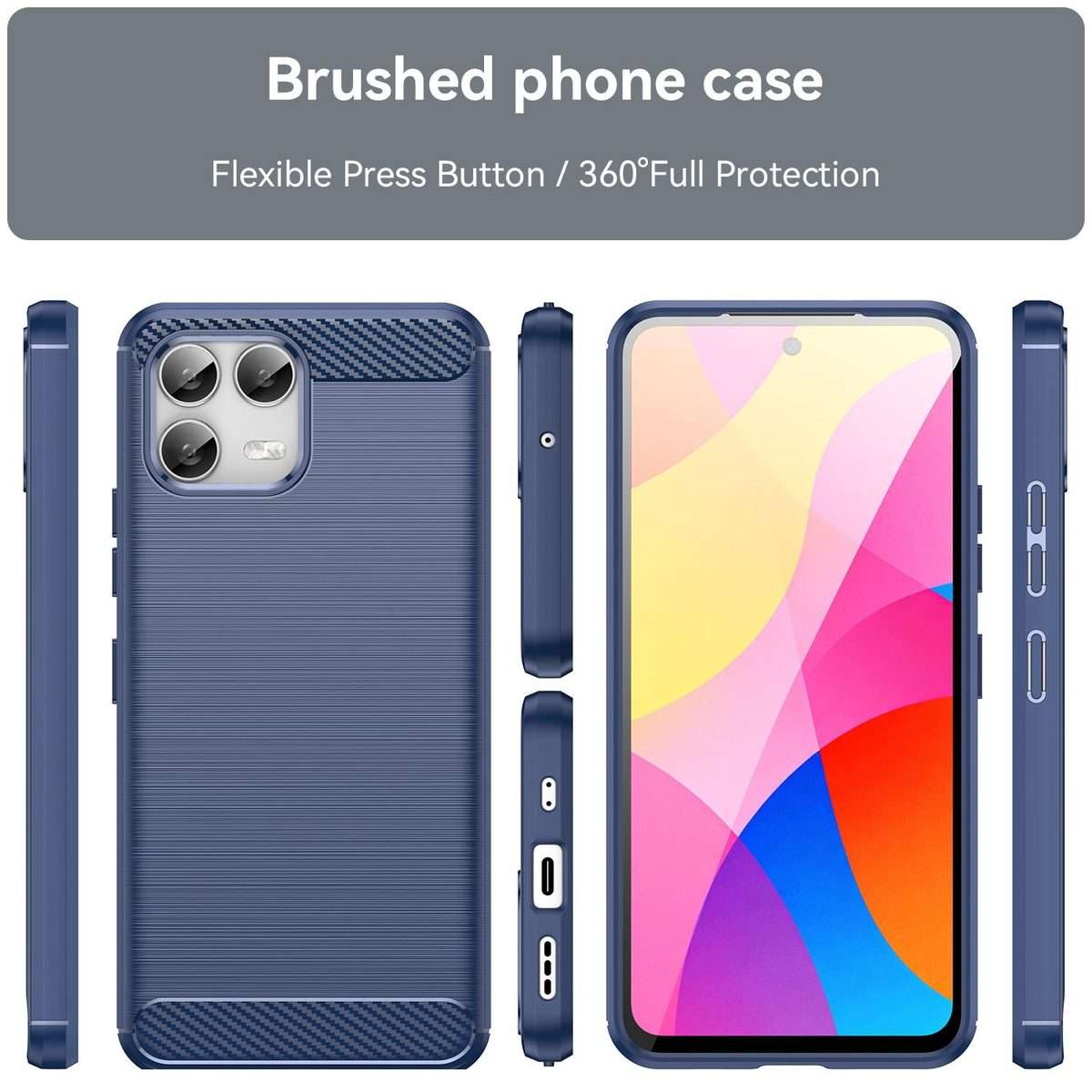 For T-Mobile Revvl 8 Pro 5G Carbon Fiber Brushed Texture TPU Phone Case(Blue)
