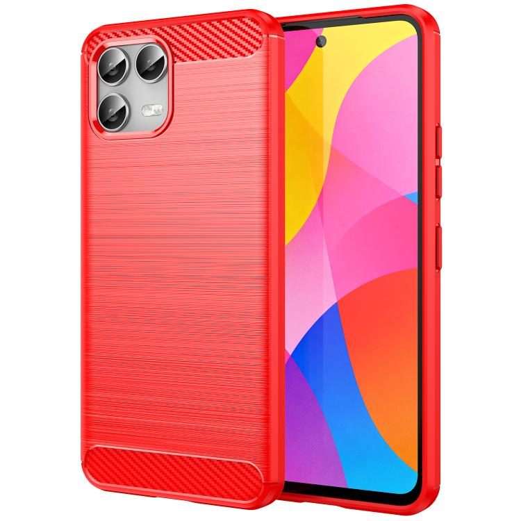 For T-Mobile Revvl 8 Pro 5G Carbon Fiber Brushed Texture TPU Phone Case(Red)