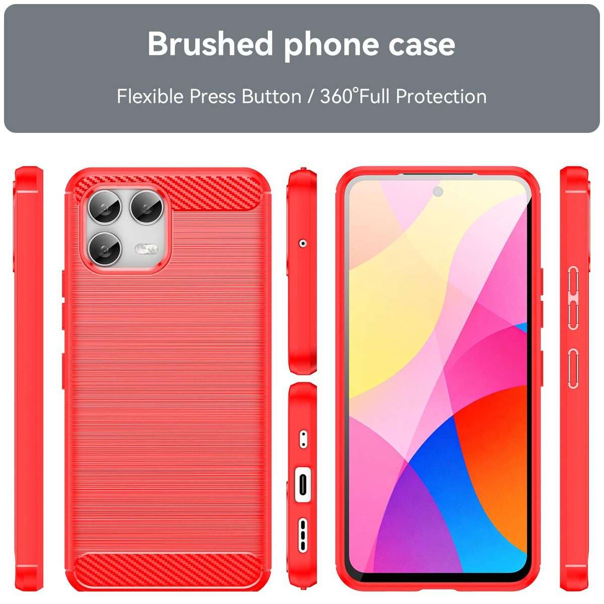 For T-Mobile Revvl 8 Pro 5G Carbon Fiber Brushed Texture TPU Phone Case(Red)