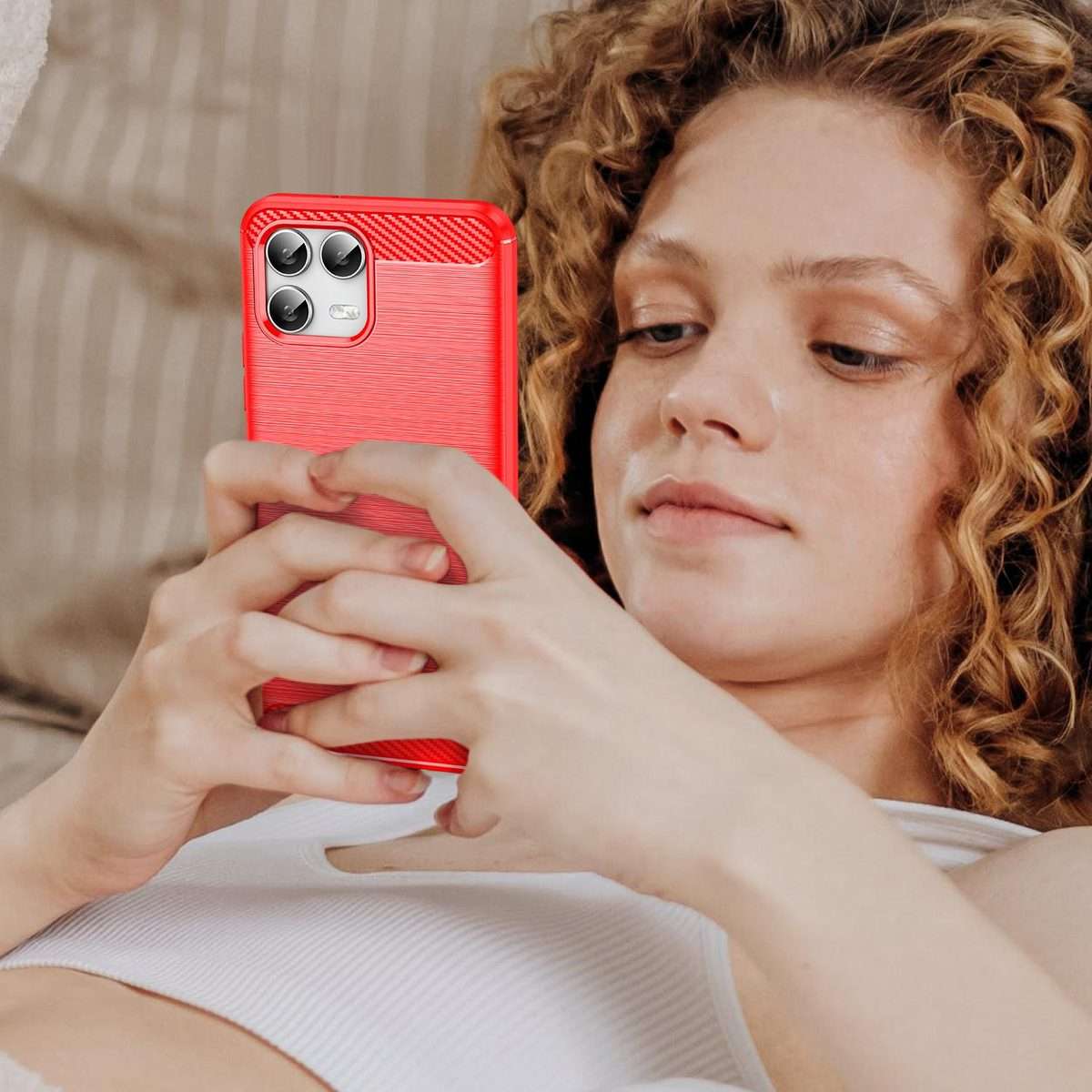 For T-Mobile Revvl 8 Pro 5G Carbon Fiber Brushed Texture TPU Phone Case(Red)
