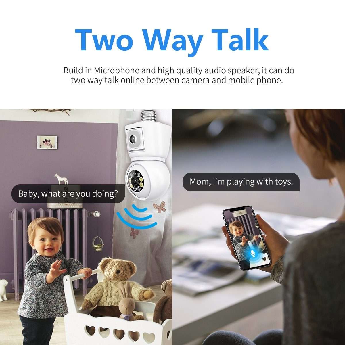 ESCAM QF202 E27 2x2MP Dual Lens Motion Detection Waterproof WiFi IP Two Way Audio Nigh ... (White)