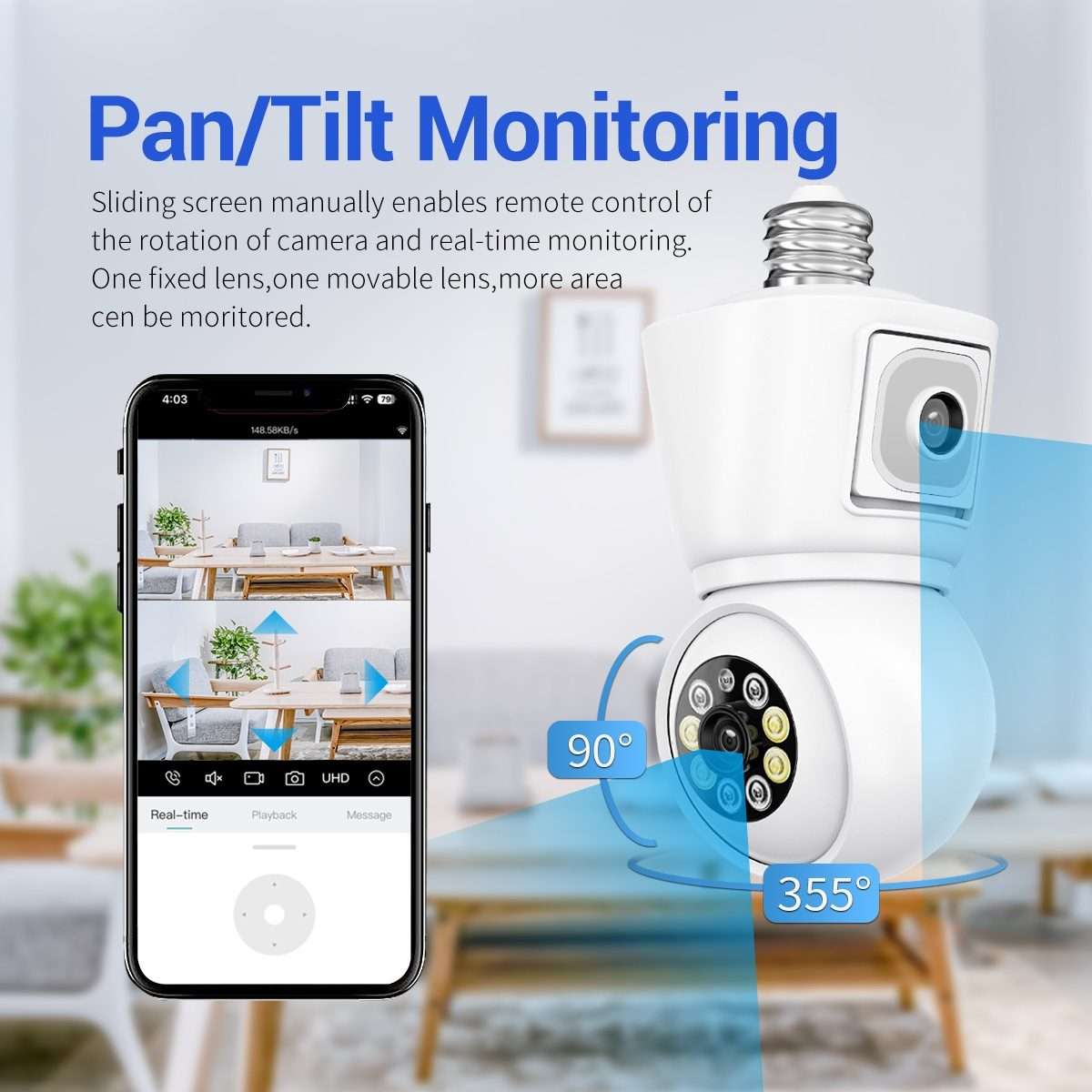 ESCAM QF202 E27 2x2MP Dual Lens Motion Detection Waterproof WiFi IP Two Way Audio Nigh ... (White)