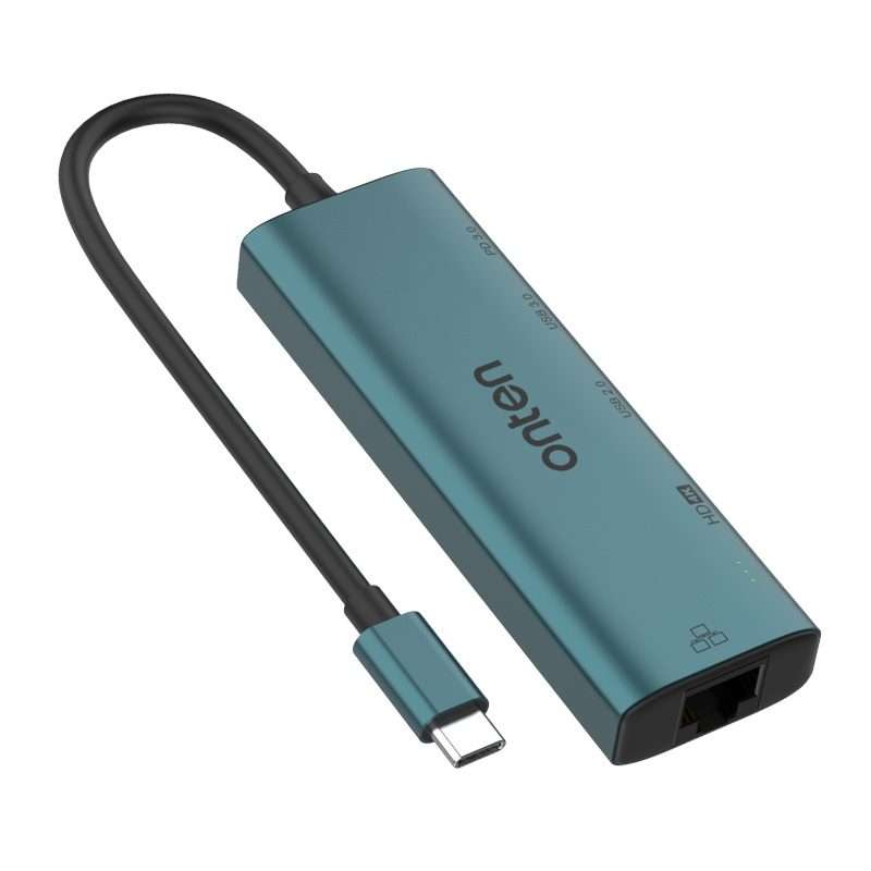 Onten UC125 5 in 1 USB-C / Type-C to HDMI+USB3.0+PD3.0 Multi-function HUB with 100Mbps Network Car