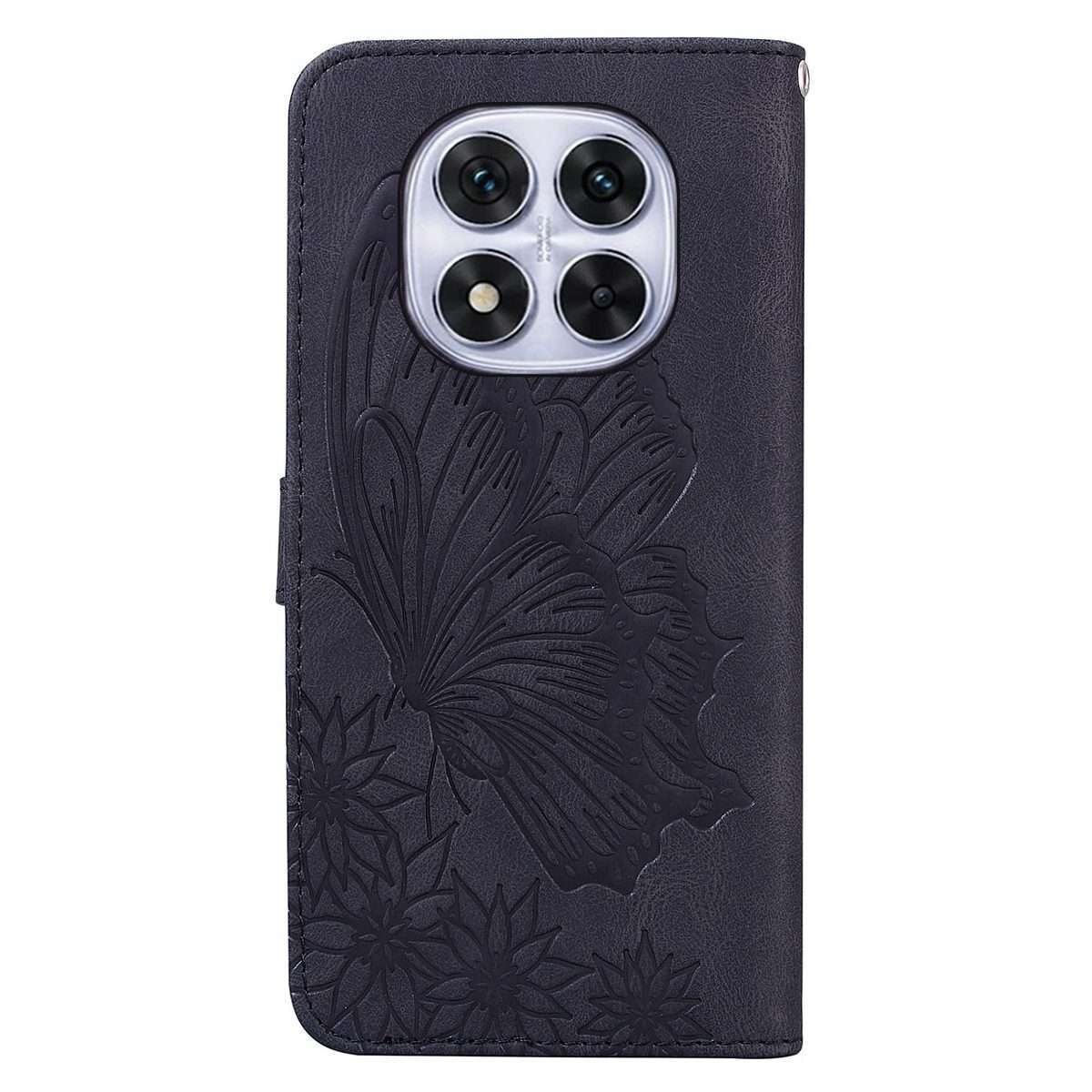 For Redmi Note 14 Pro 5G Retro Skin Feel Butterflies Embossing Horizontal Flip Leather ... (Black)