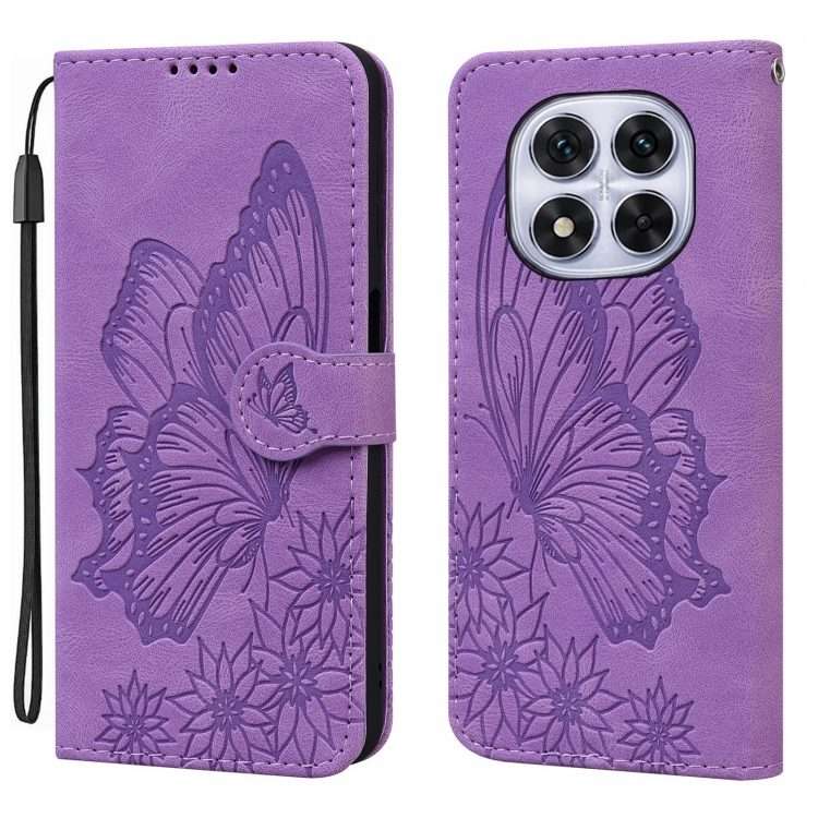 For Redmi Note 14 Pro 5G Retro Skin Feel Butterflies Embossing Horizontal Flip Leathe ... (Purple)