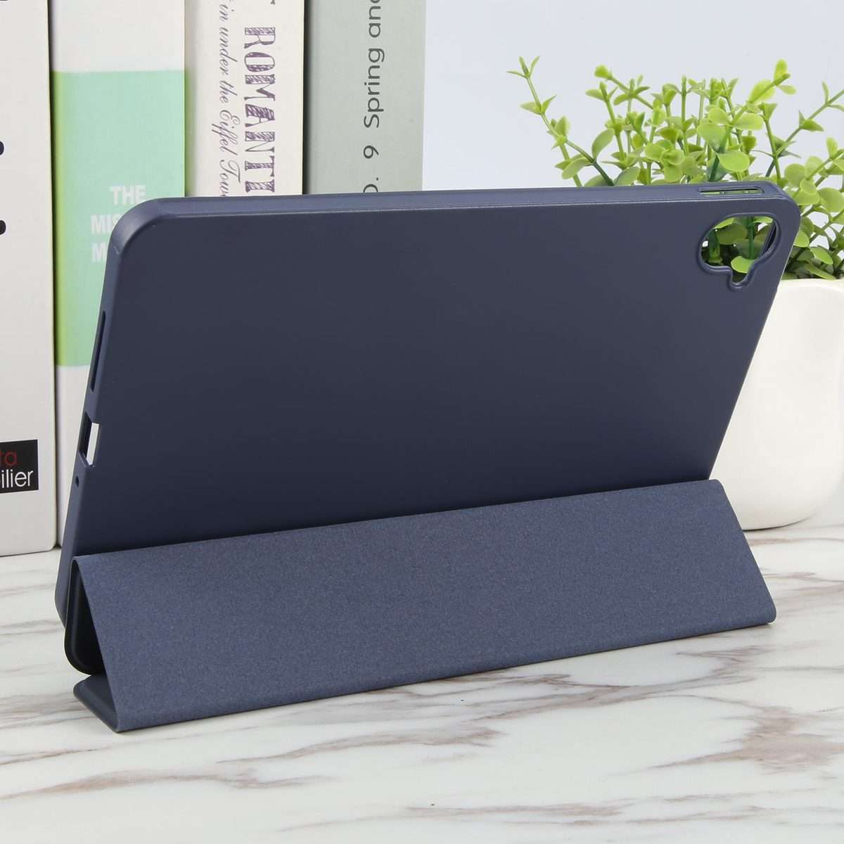 For Xiaomi Pad Mini 8.8 / Redmi K Pad Tri-fold Silicone Leather Tablet Case(Dark Blue)