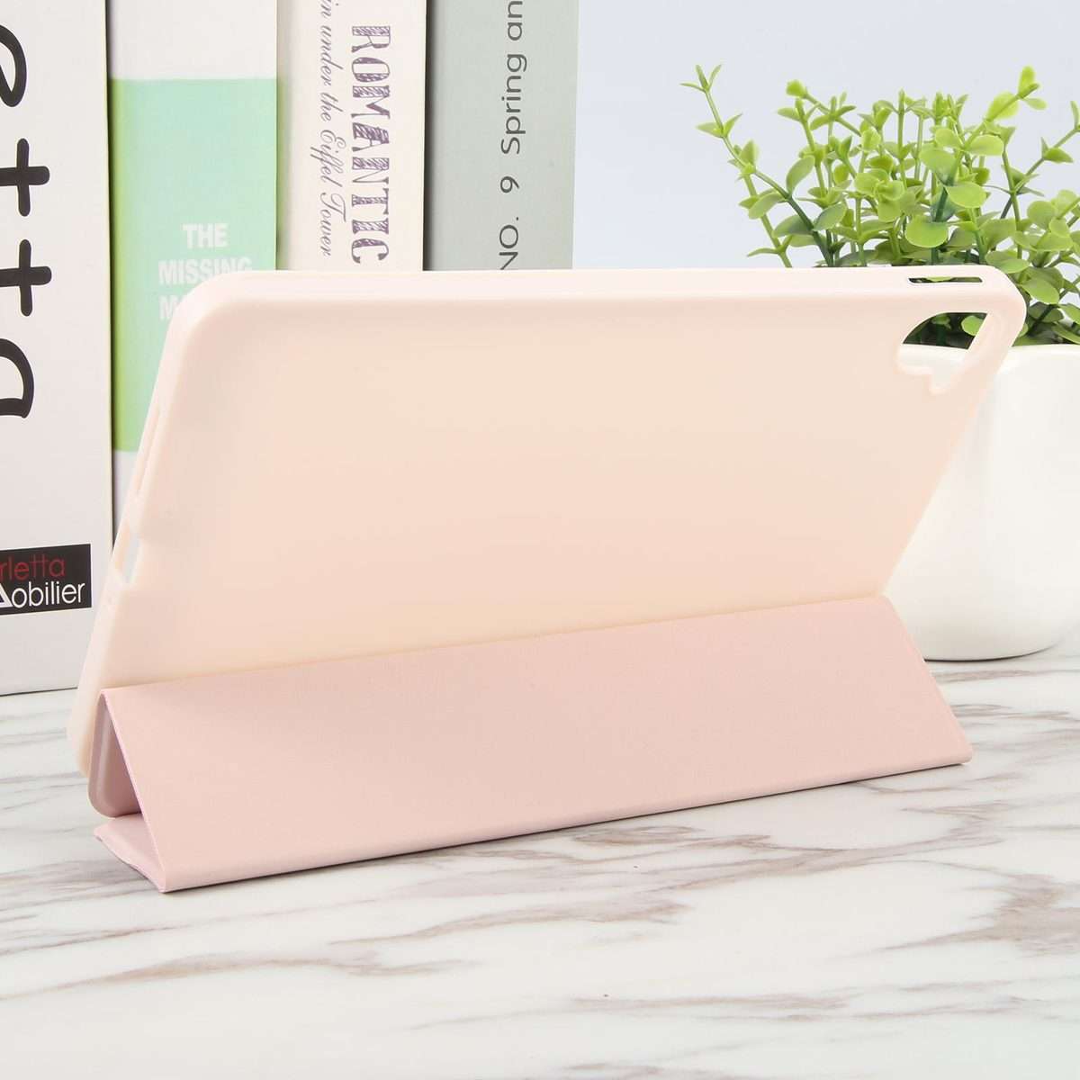 For Xiaomi Pad Mini 8.8 / Redmi K Pad Tri-fold Silicone Leather Tablet Case(Pink)