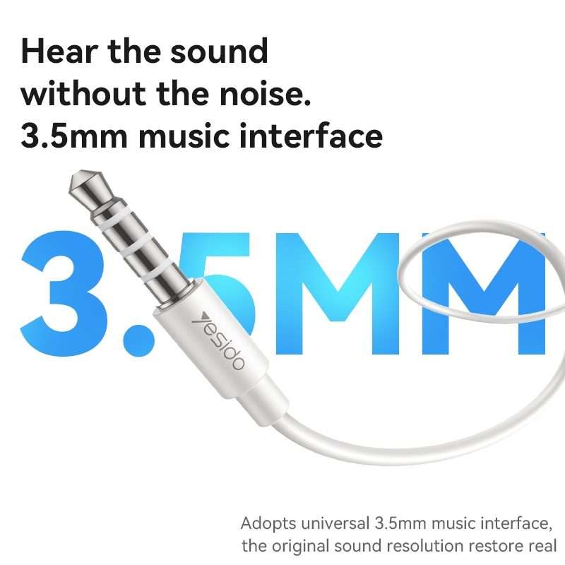 Yesido YH46 Digital Chip 3.5mm Wired Earphone with Microphone(White)