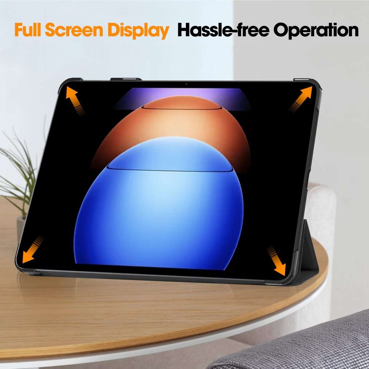 For Xiaomi Pad 6S Pro Custer Pure Color 3-Fold Holder Smart Leather Tablet Case(Black)