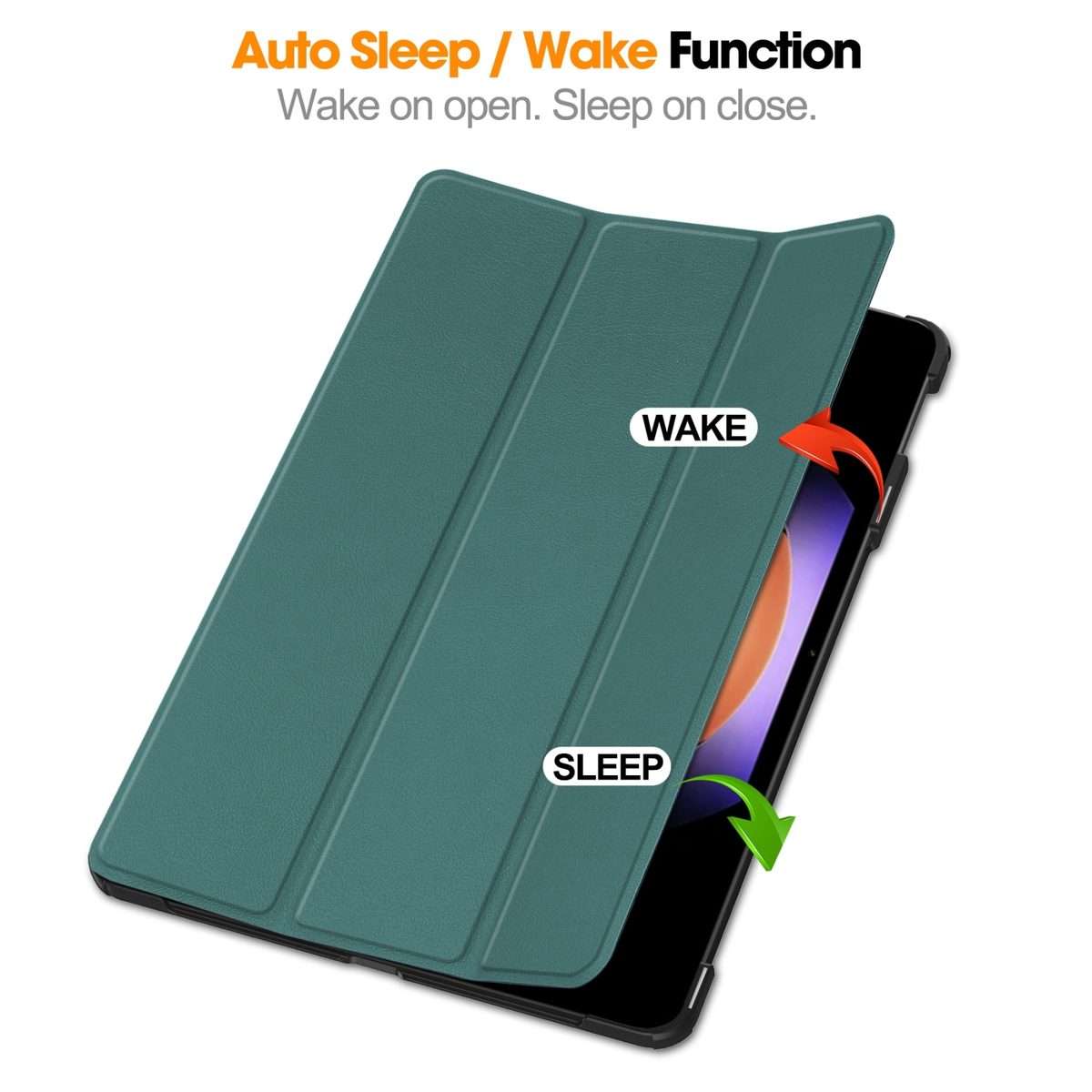 For Xiaomi Pad 6S Pro Custer Pure Color 3-Fold Holder Smart Leather Tablet Case(Dark Green)