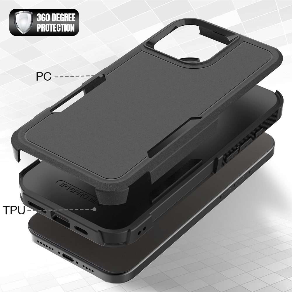 For iPhone 16 Pro Max 2 in 1 PC + TPU Phone Case(Black)