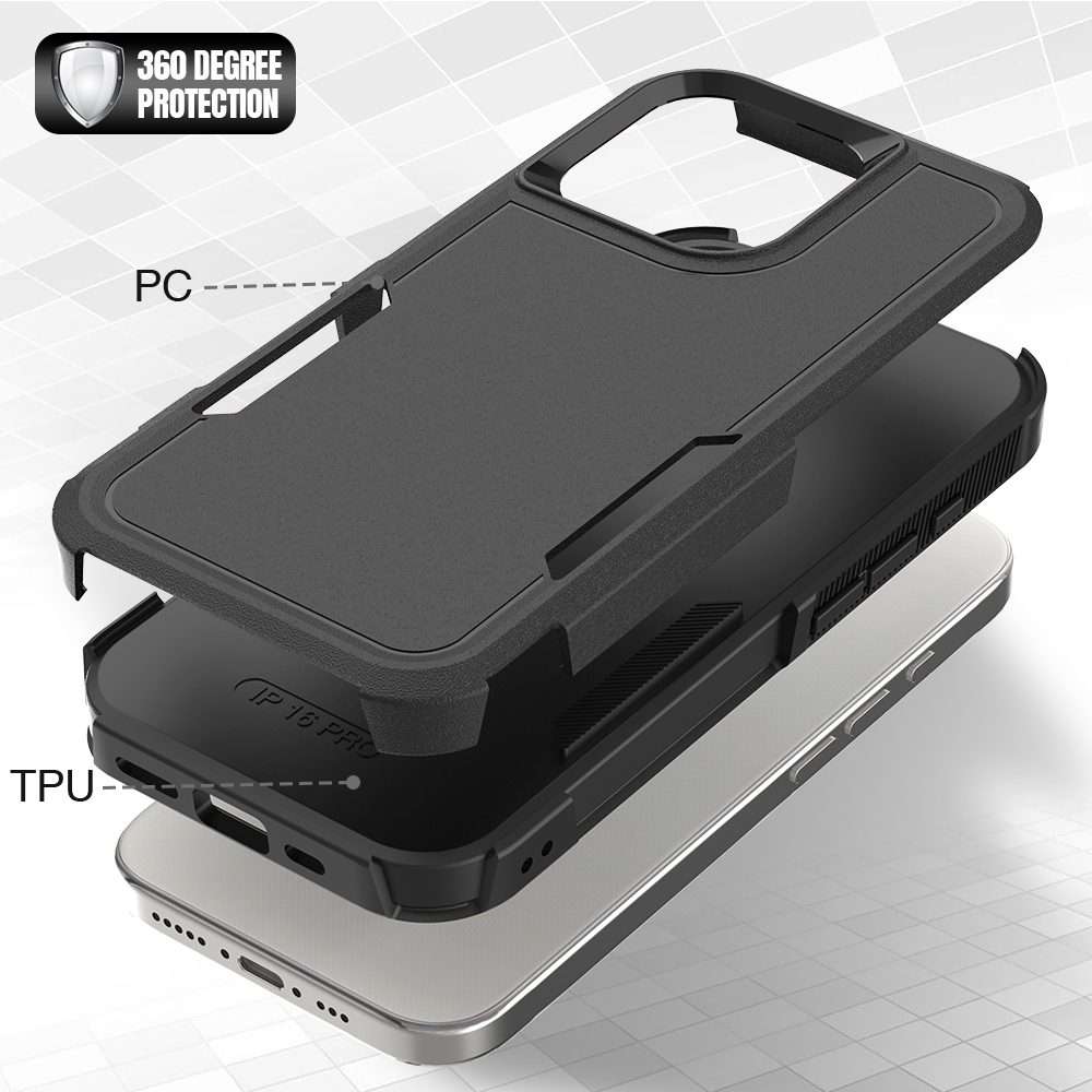 For iPhone 16 Pro 2 in 1 PC + TPU Phone Case(Black)