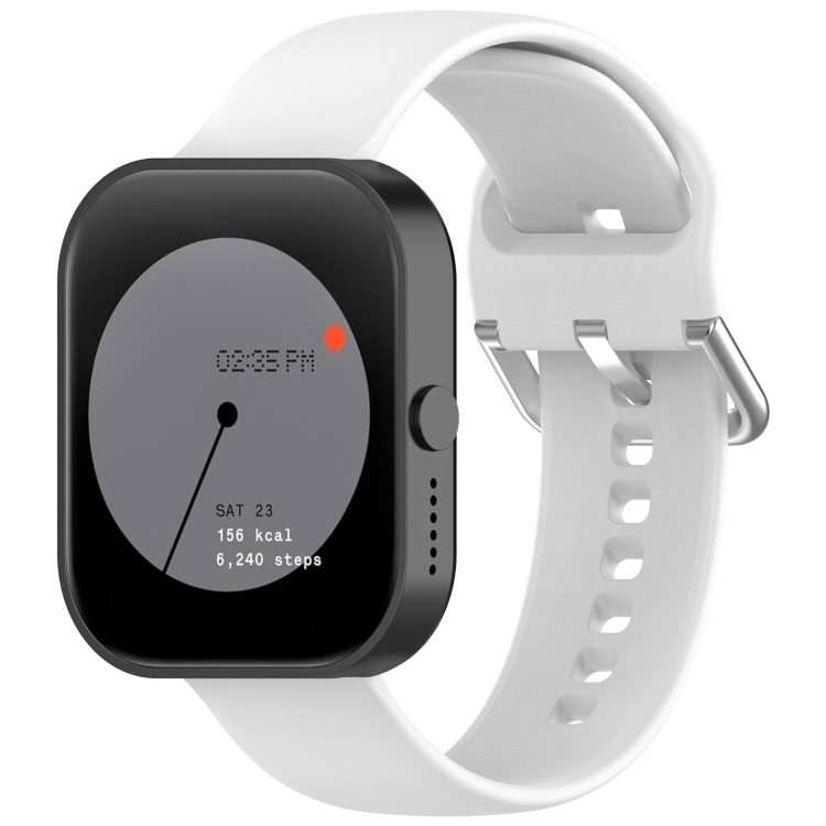 For Nothing CMF Watch Pro D395 / Watch Pro 2 22mm Solid Color Silver Buckle Silicone W ... (White)