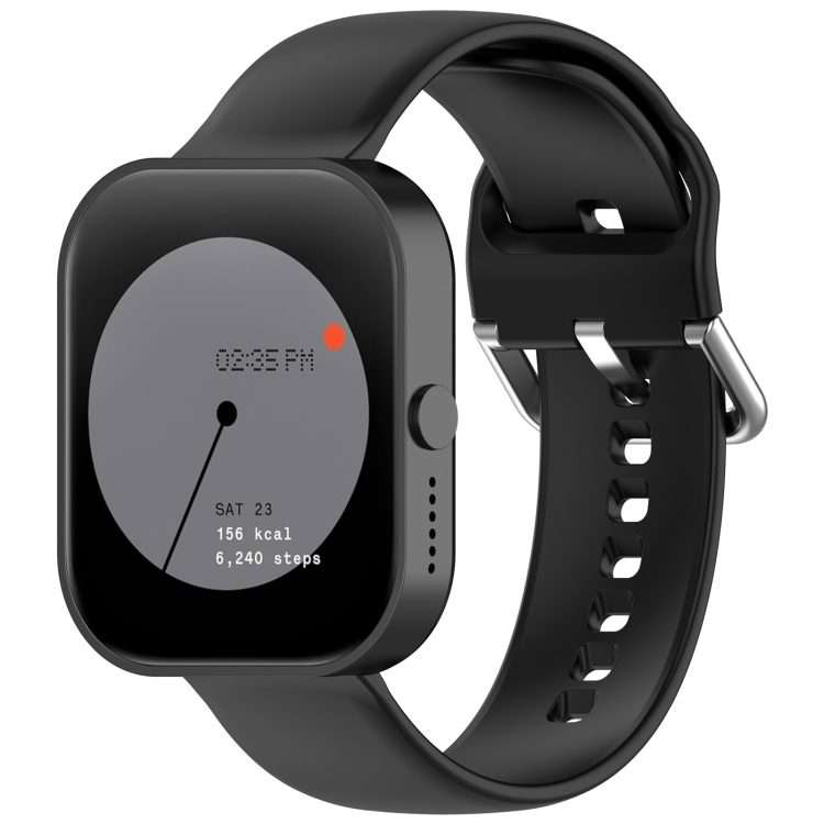 For Nothing CMF Watch Pro D395 / Watch Pro 2 22mm Solid Color Silver Buckle Silicone W ... (Black)