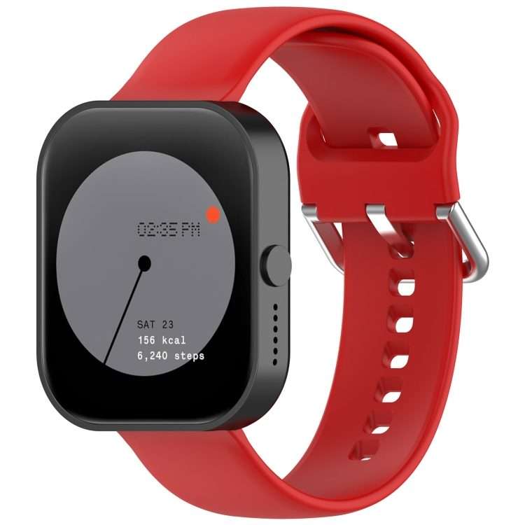 For Nothing CMF Watch Pro D395 / Watch Pro 2 22mm Solid Color Silver Buckle Silicone Wat ... (Red)