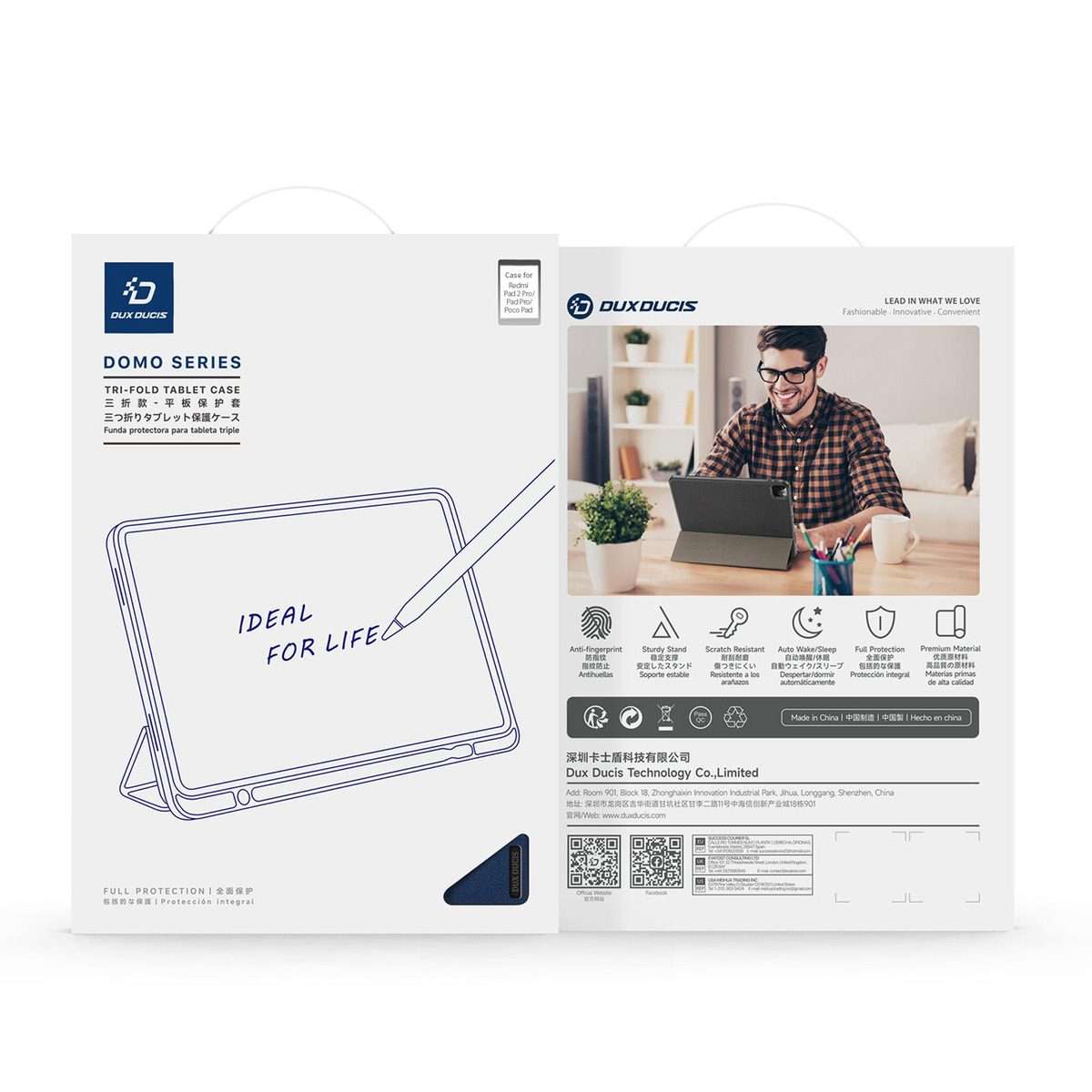For Xiaomi Redmi Pad 2 Pro / Pad Pro 5G DUX DUCIS Domo Series Cloth Texture Magnetic Le ... (Blue)