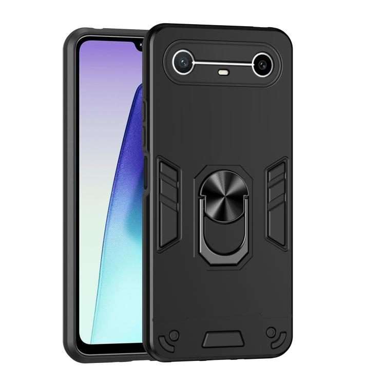 For Tecno Pova Slim 5G / Spark Slim 4G Shockproof Metal Ring Holder Phone Case(Black)