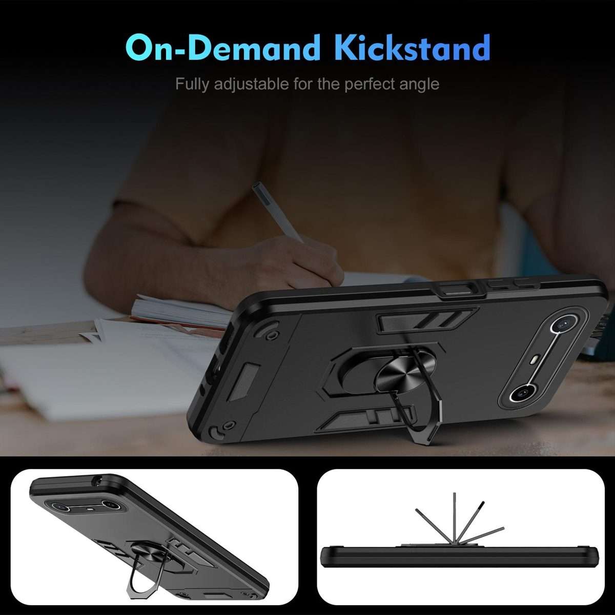 For Tecno Pova Slim 5G / Spark Slim 4G Shockproof Metal Ring Holder Phone Case(Black)