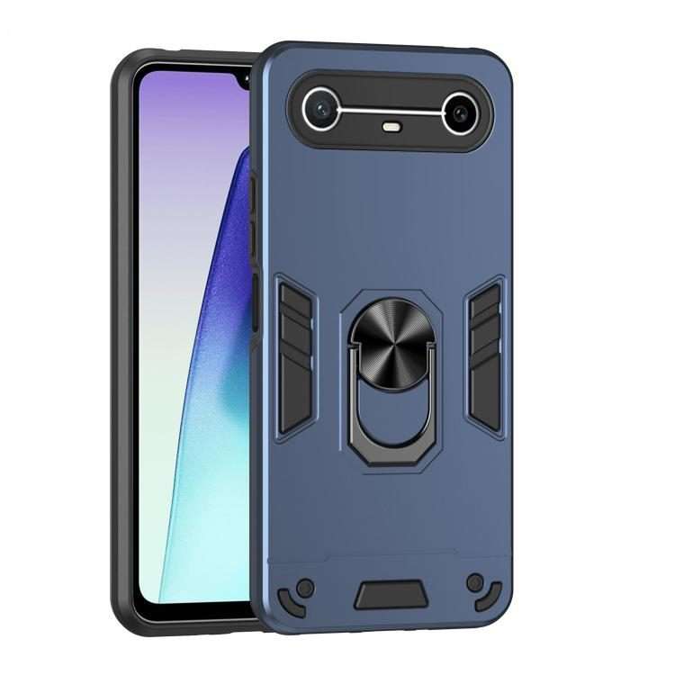 For Tecno Pova Slim 5G / Spark Slim 4G Shockproof Metal Ring Holder Phone Case(Blue)