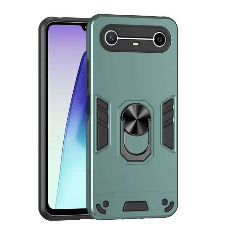 For Tecno Pova Slim 5G / Spark Slim 4G Shockproof Metal Ring Holder Phone Case(Green)