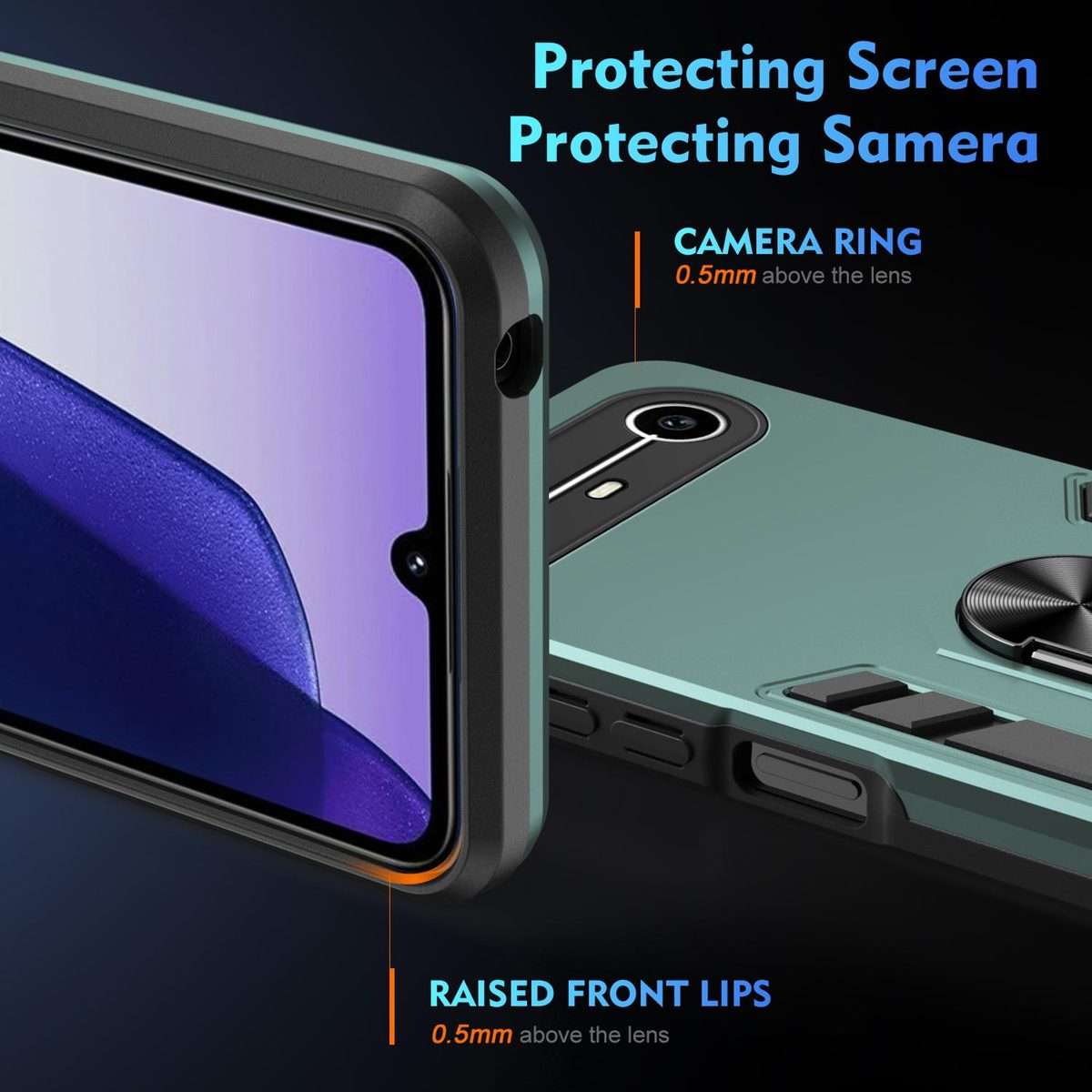 For Tecno Pova Slim 5G / Spark Slim 4G Shockproof Metal Ring Holder Phone Case(Green)