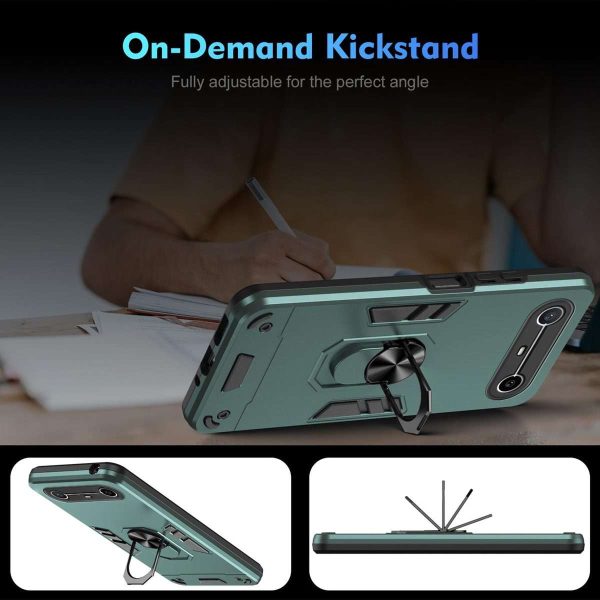 For Tecno Pova Slim 5G / Spark Slim 4G Shockproof Metal Ring Holder Phone Case(Green)