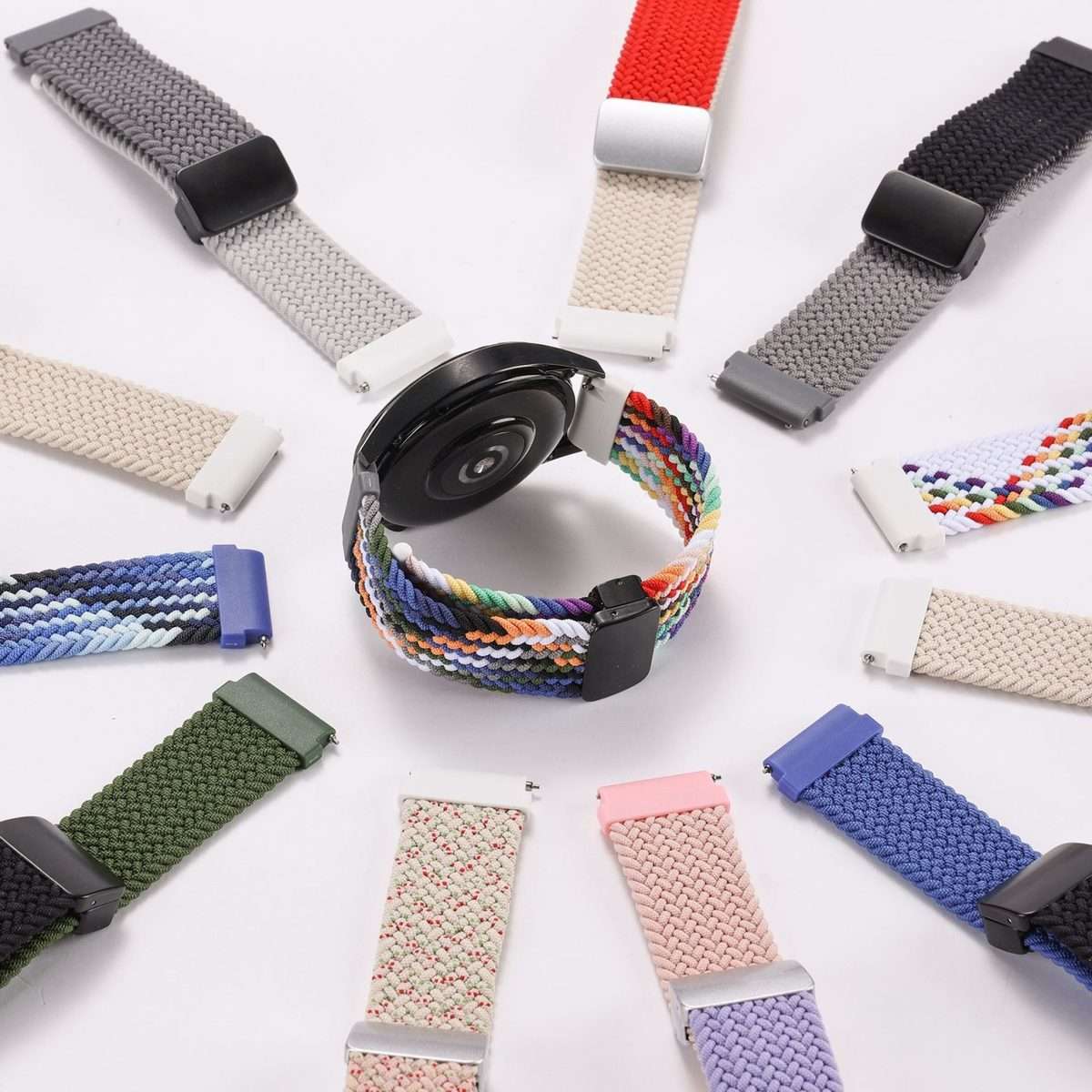 18mm Two-color Magnetic Braided Nylon Watch Band(Starlight Black)