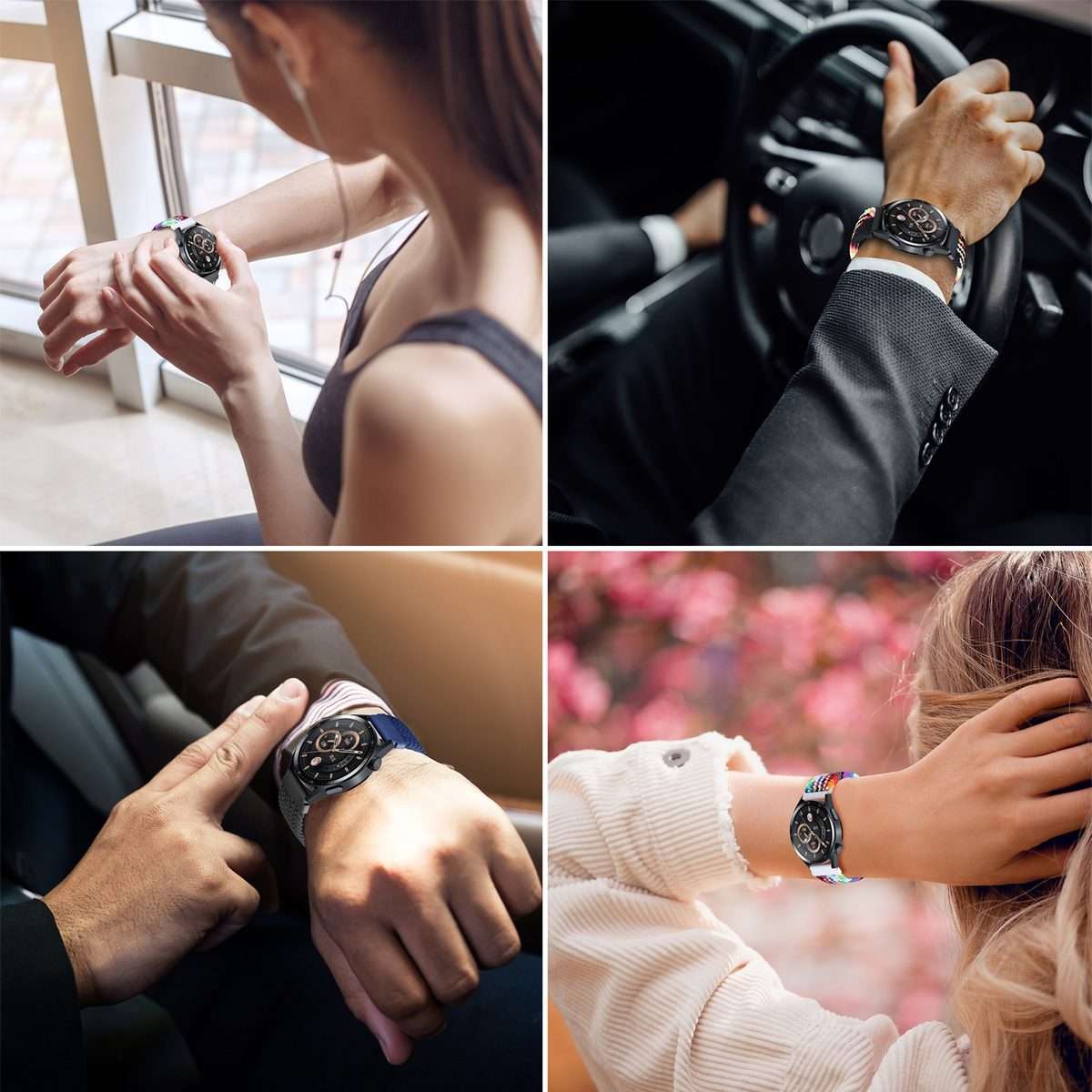 18mm Two-color Magnetic Braided Nylon Watch Band(Starlight Black)
