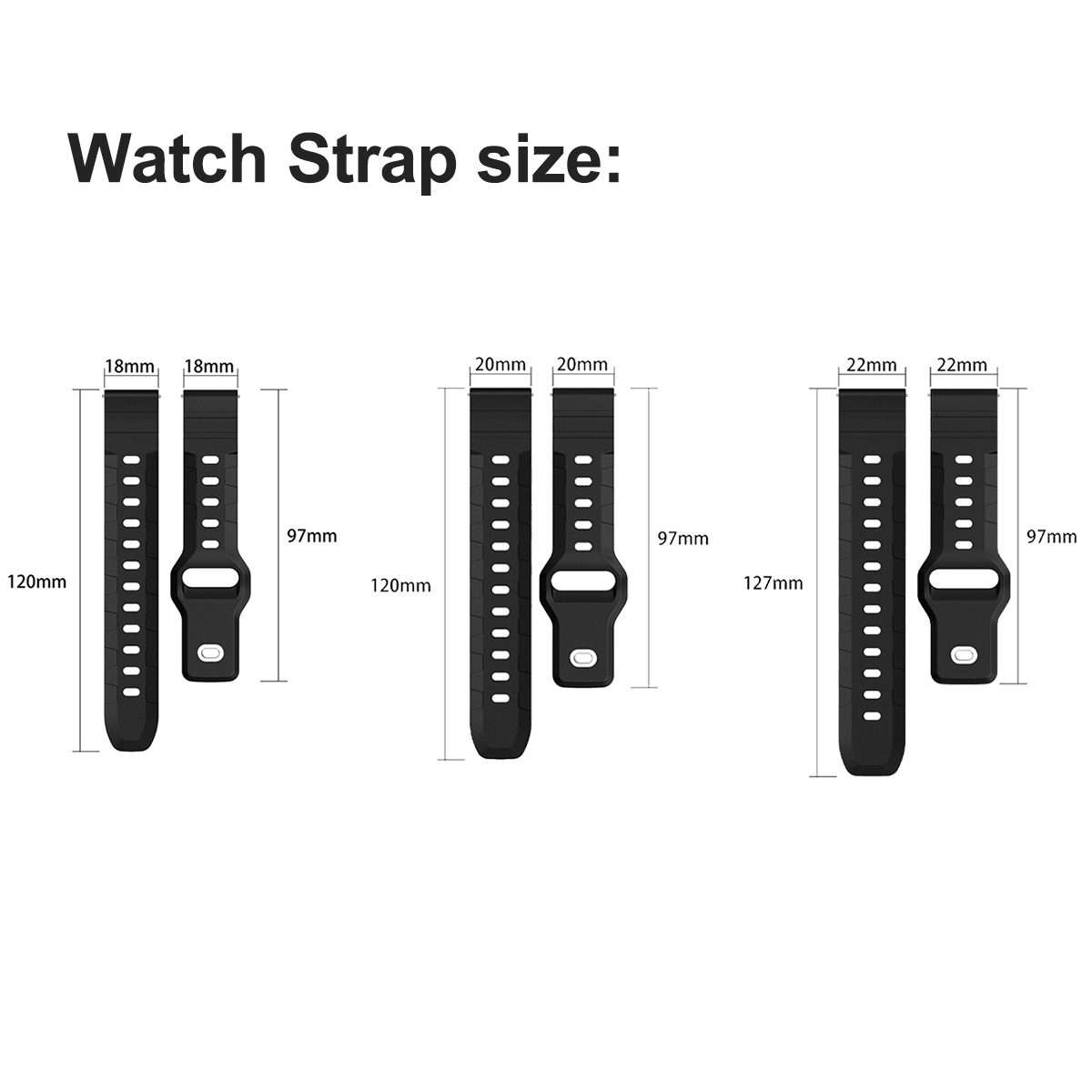 22mm Armor Silicone Watch Band(Black)