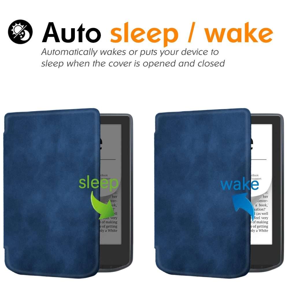 For Pocketbook Verse / Verse Pro Retro Skin-feel Leather Smart Tablet Case(Dark Blue)