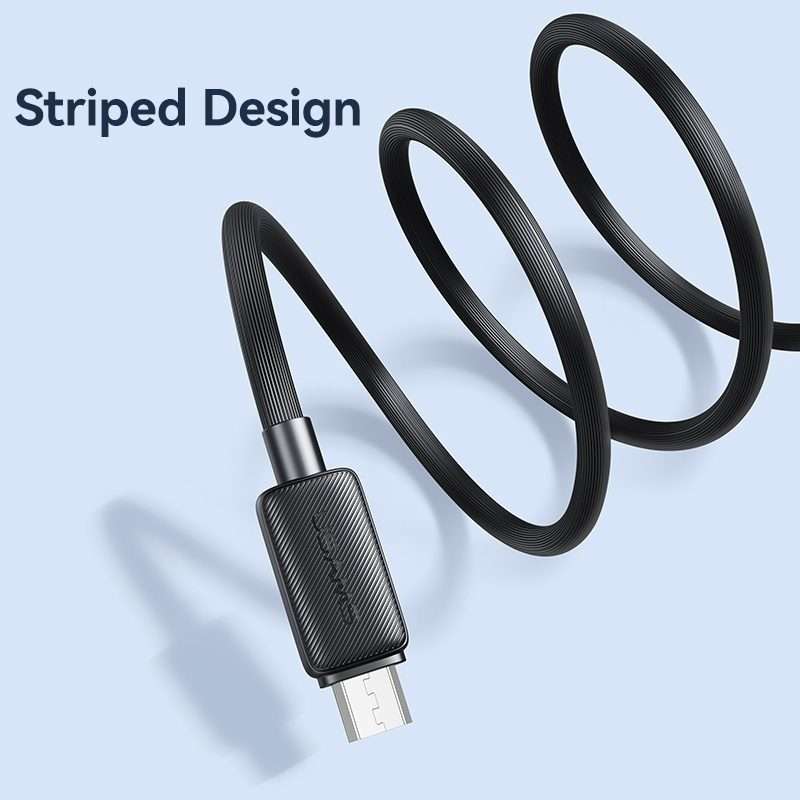 USAMS US-SJ690 USB to Micro USB 2A Striped Fast Charge Data Cable, Length:1m(White)