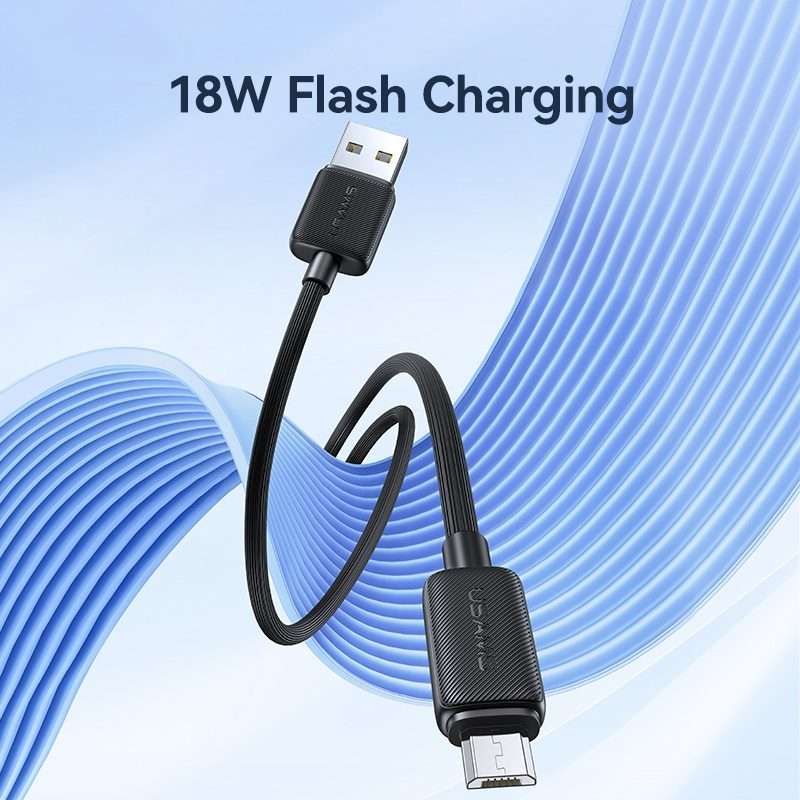 USAMS US-SJ690 USB to Micro USB 2A Striped Fast Charge Data Cable, Length:1m(Black)