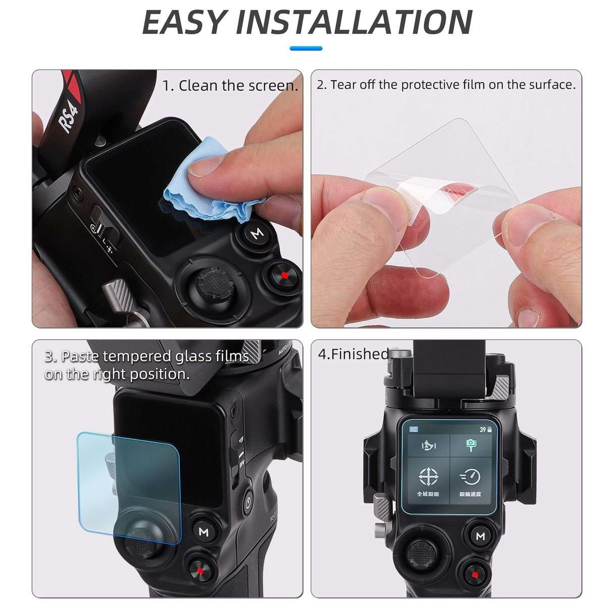 For DJI RS 4/RS 4 Pro/RS 3/RS 3 Pro Sunnylife 2pcs Screen Explosion proof Tempered Glass Film