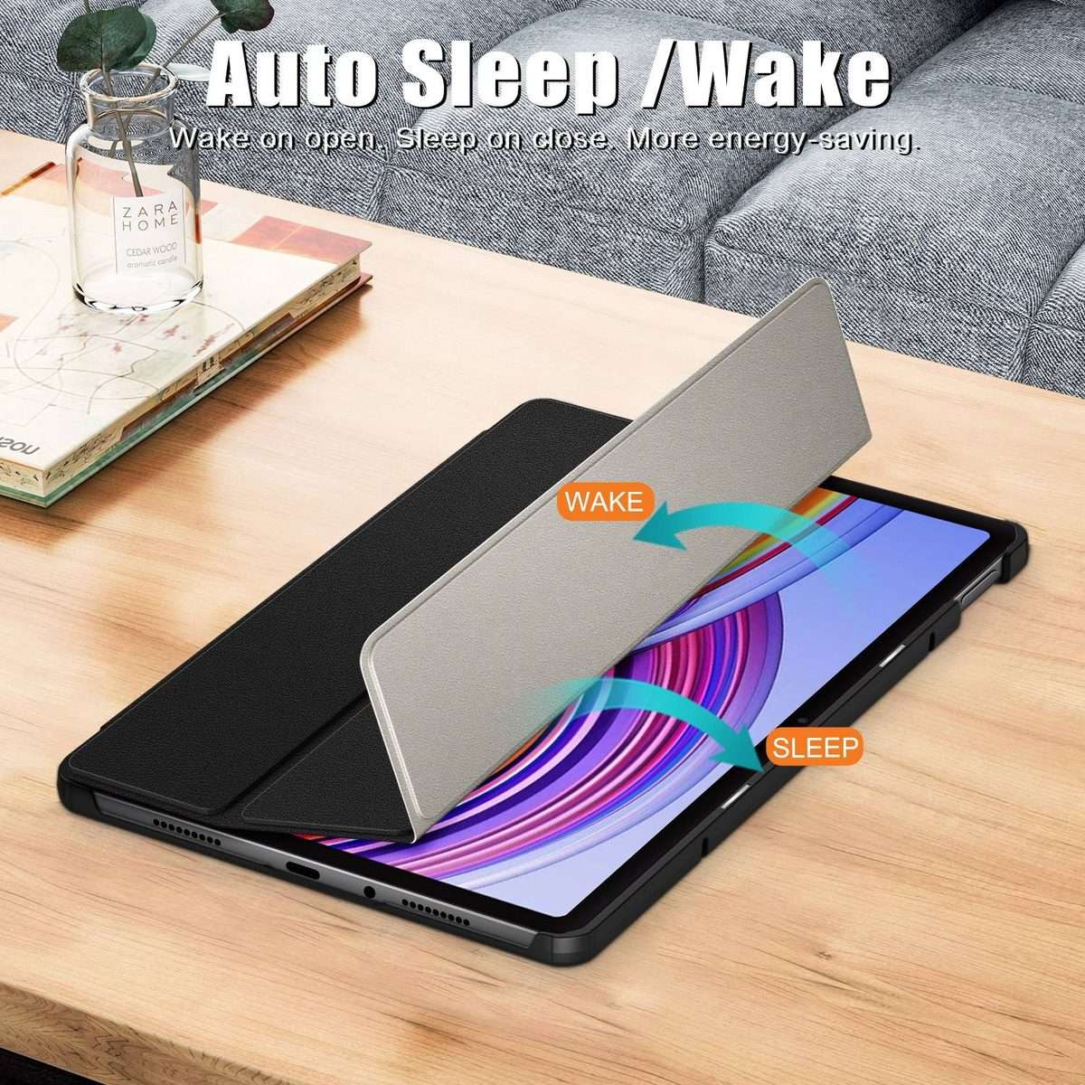 For Xiaomi Redmi Pad Pro 12.1 Custer Pure Color 3-Fold Stand Leather Smart Tablet Case(Black)